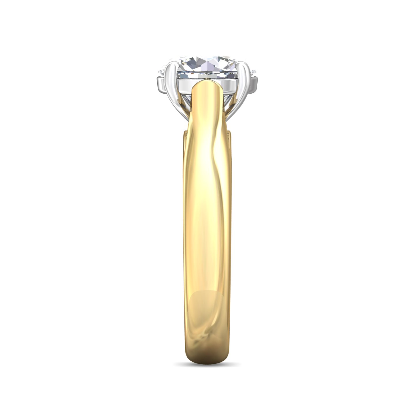 14K Two Tone Round Diamond Engagement Ring
