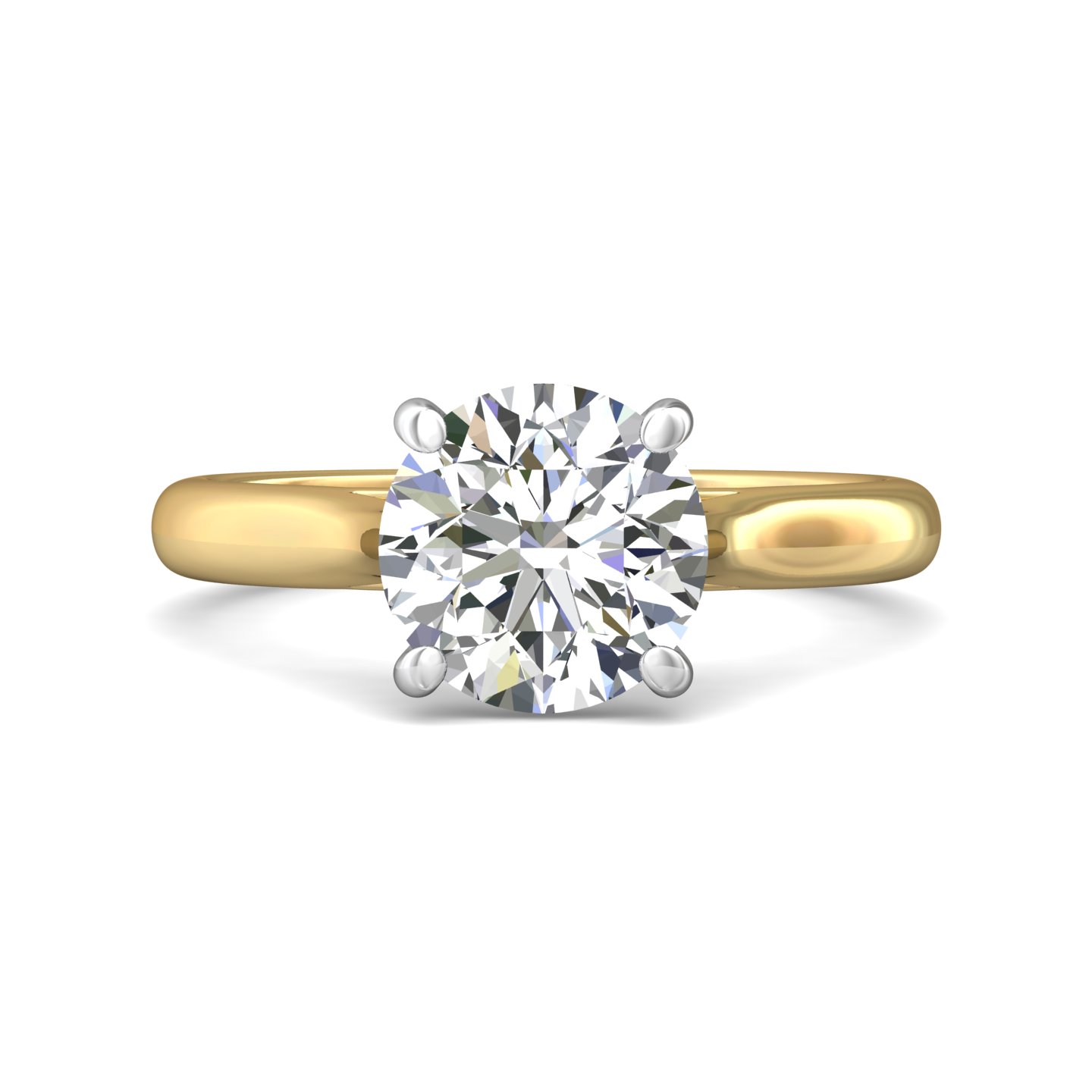14K Yellow and White Gold Solitaire Engagement Ring