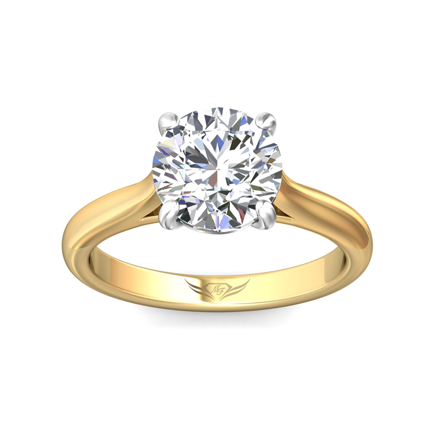 14K Yellow and White Gold Solitaire Engagement Ring
