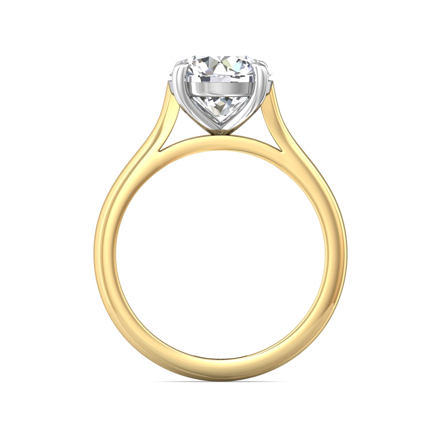 14K Yellow and White Gold Solitaire Engagement Ring