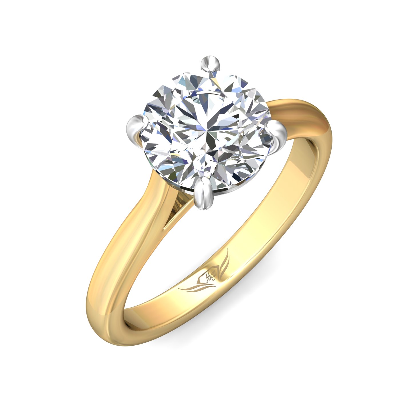 14K Yellow and White Gold Solitaire Engagement Ring