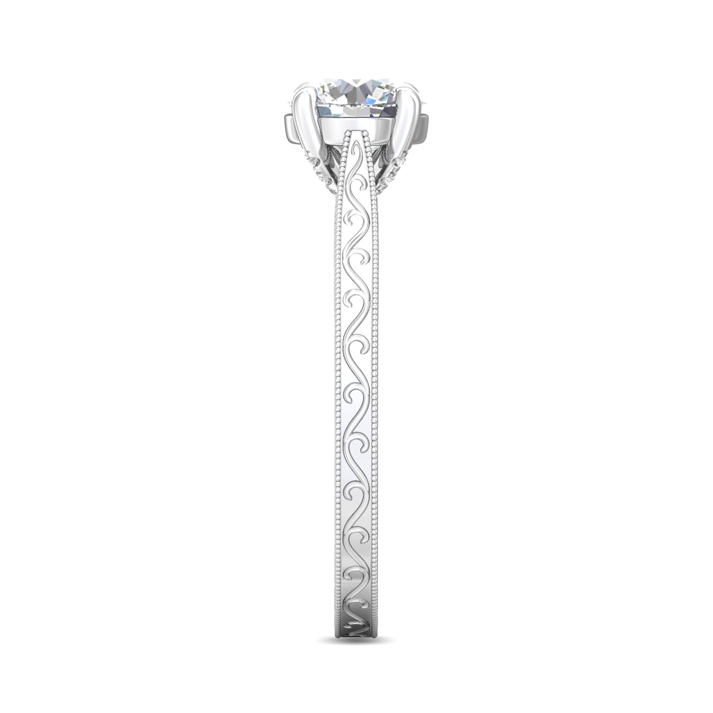 14K White Gold Round Diamond Engagement Ring