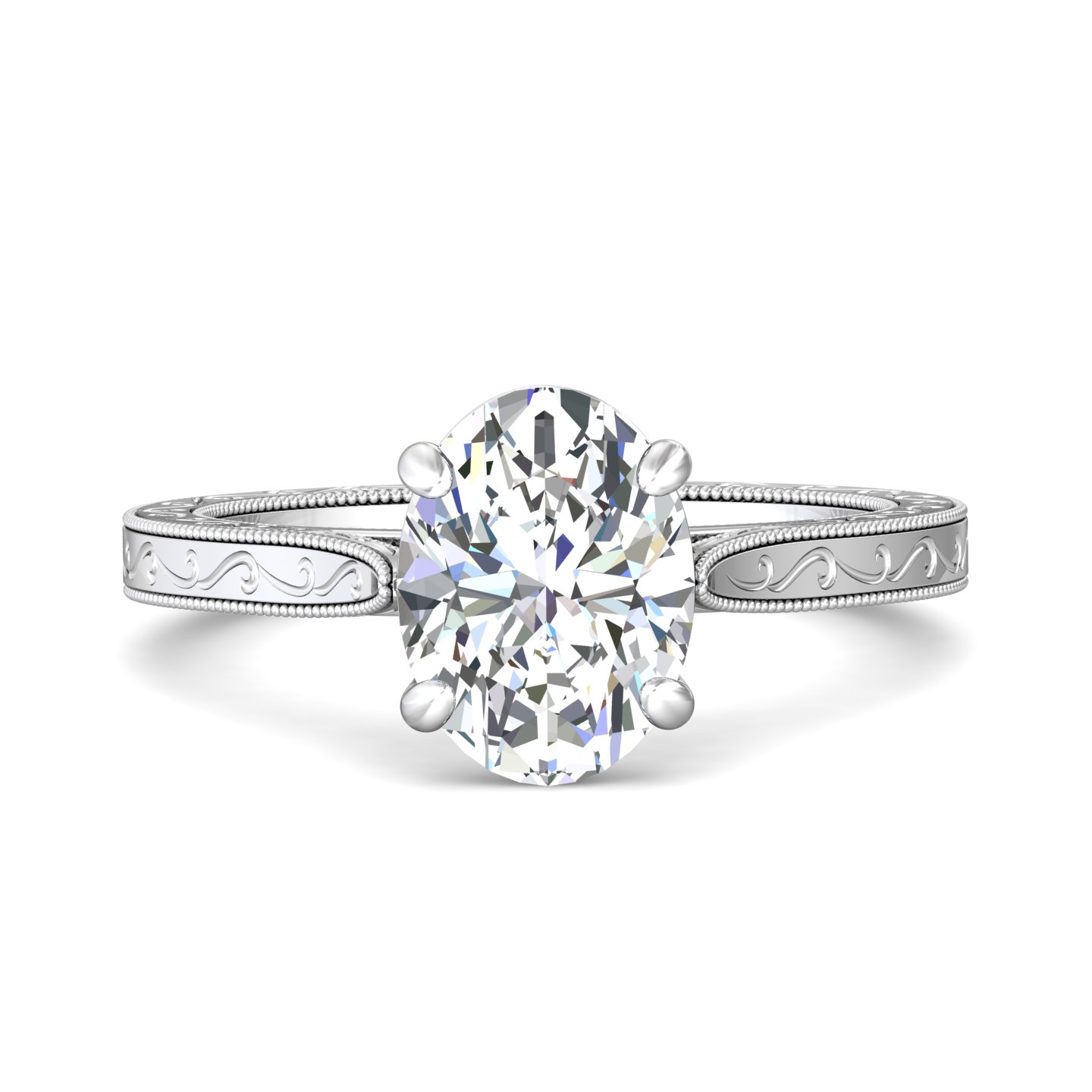 14K White Gold Vintage Engagement Ring