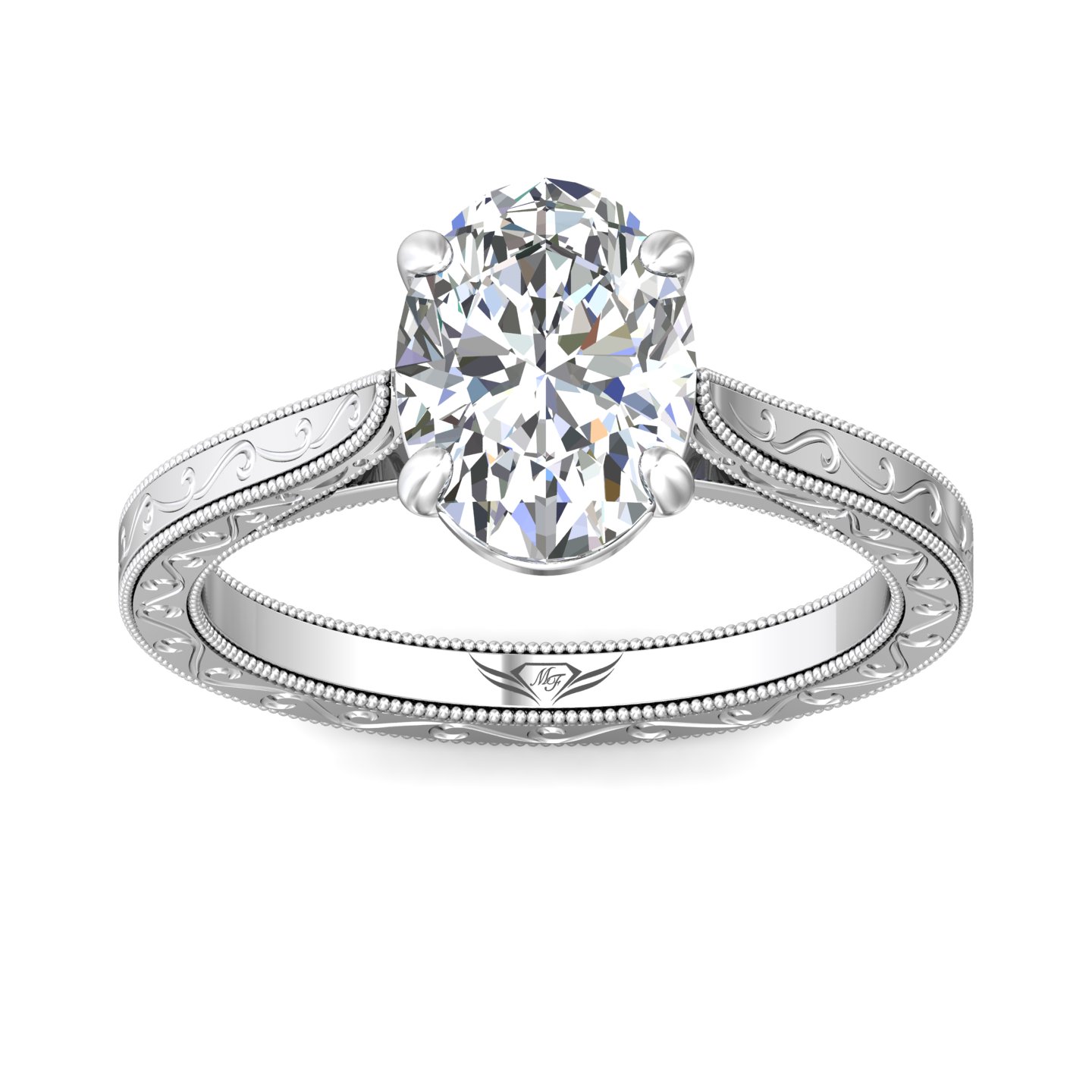 14K White Gold Vintage Engagement Ring