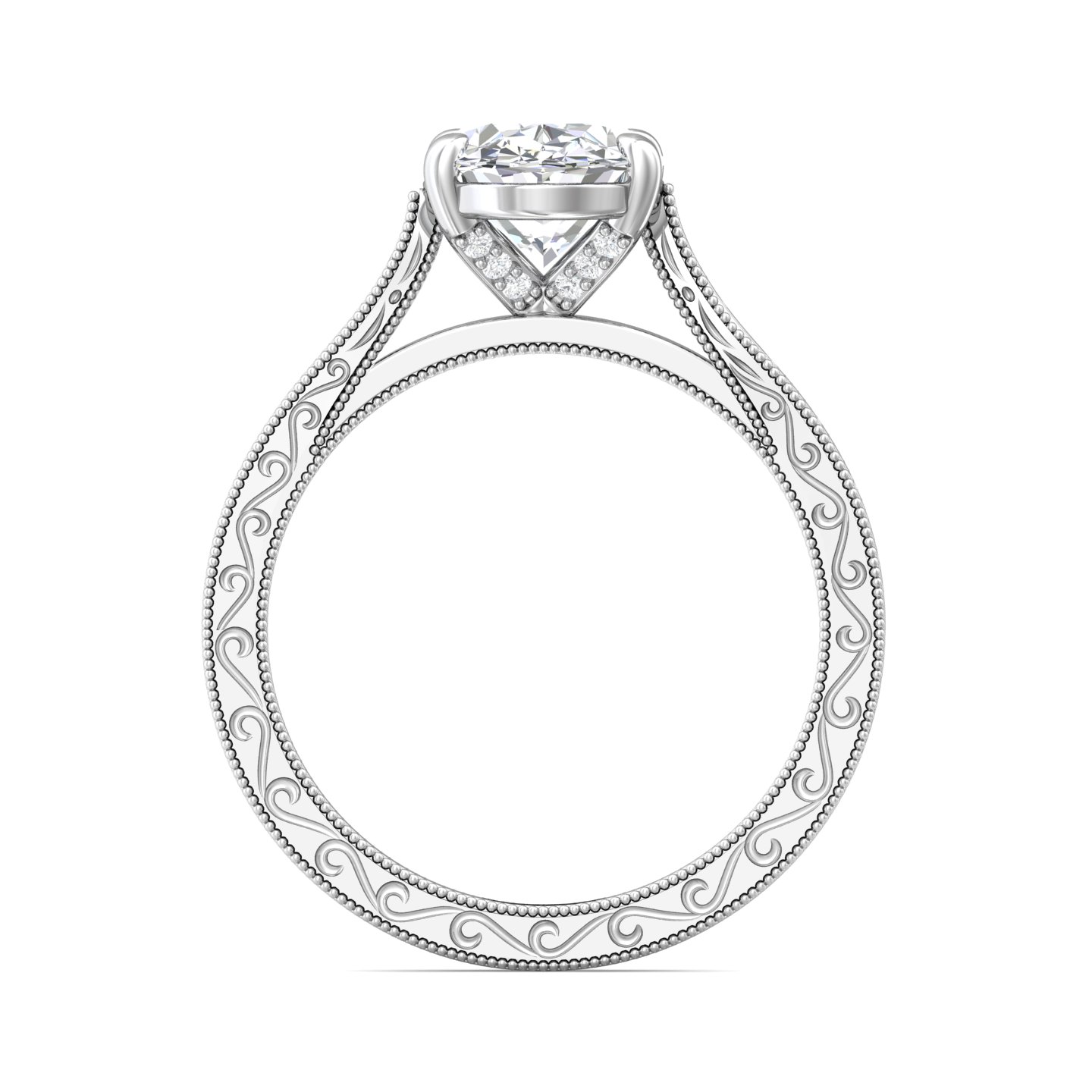 14K White Gold Vintage Engagement Ring