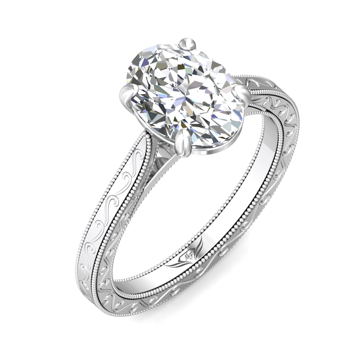 14K White Gold Vintage Engagement Ring
