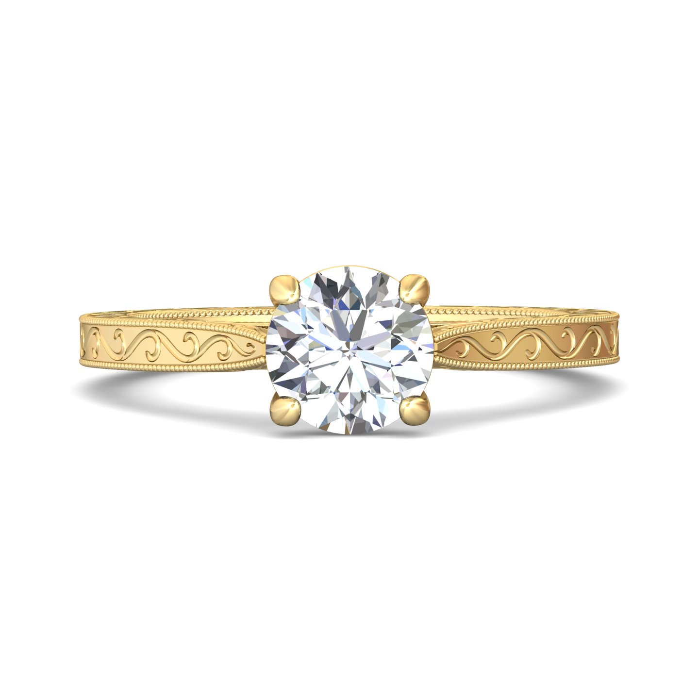 14K White Gold Round Diamond Engagement Ring