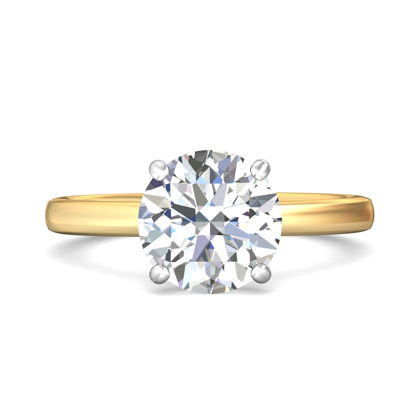 14K Yellow and White Gold Round Diamond Engagement Ring