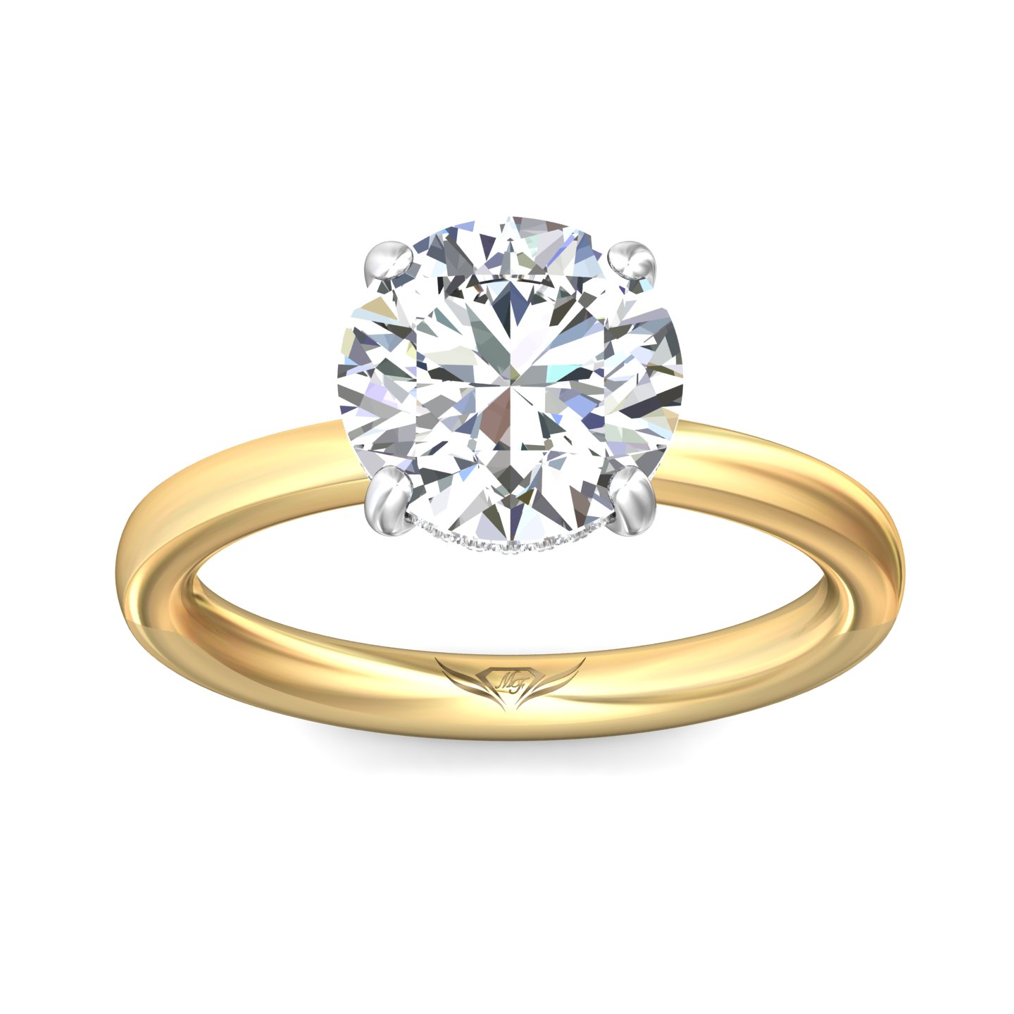 14K Yellow and White Gold Round Diamond Engagement Ring