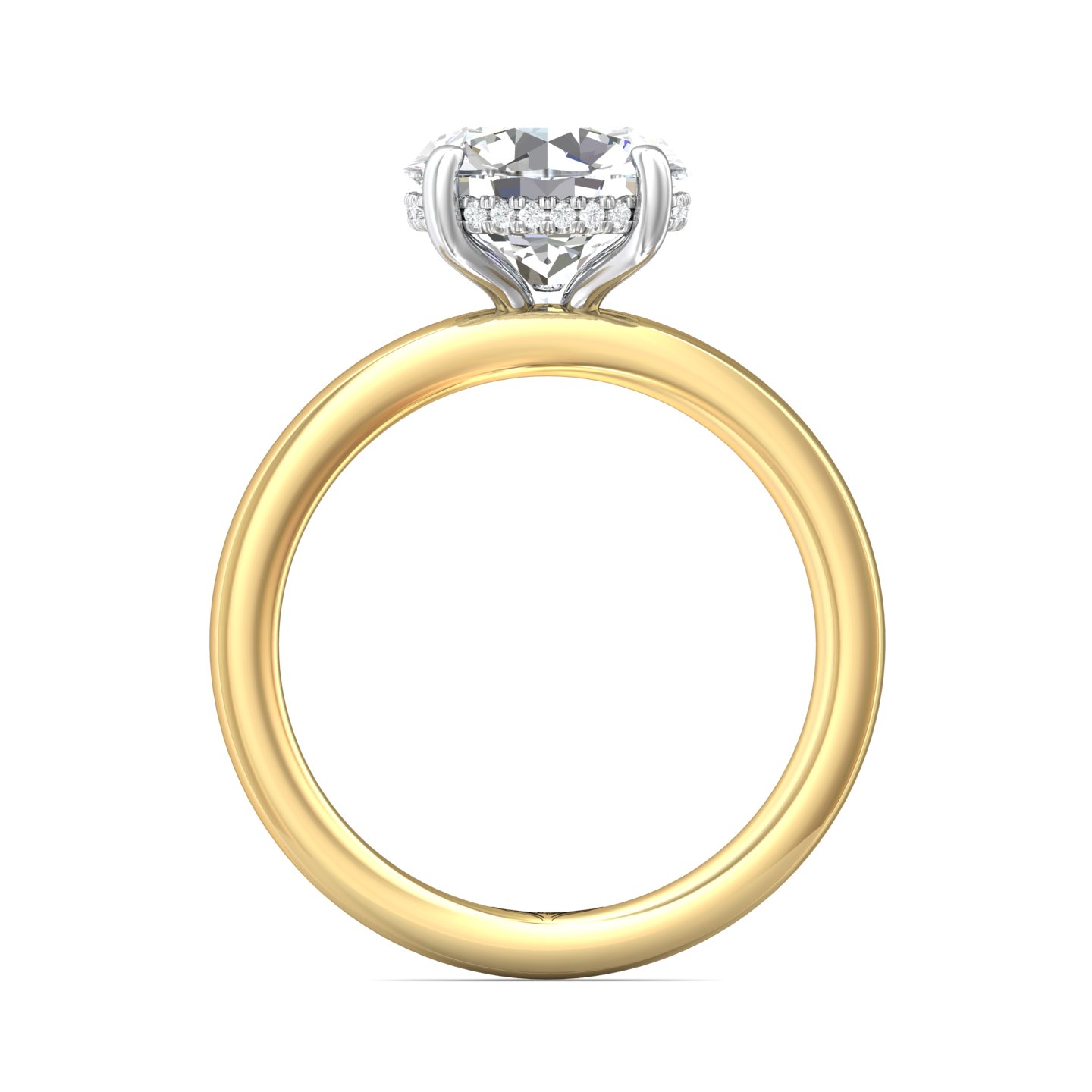 14K Yellow and White Gold Round Diamond Engagement Ring