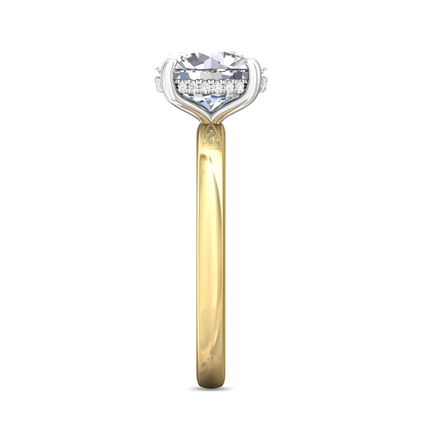 14K Yellow and White Gold Round Diamond Engagement Ring