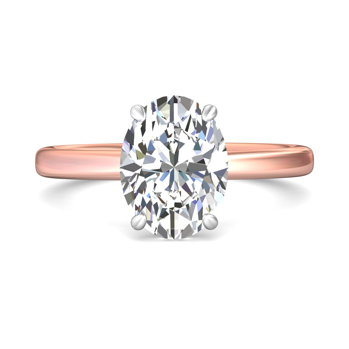 14K Rose and White Gold Oval Diamond Engagement Ring