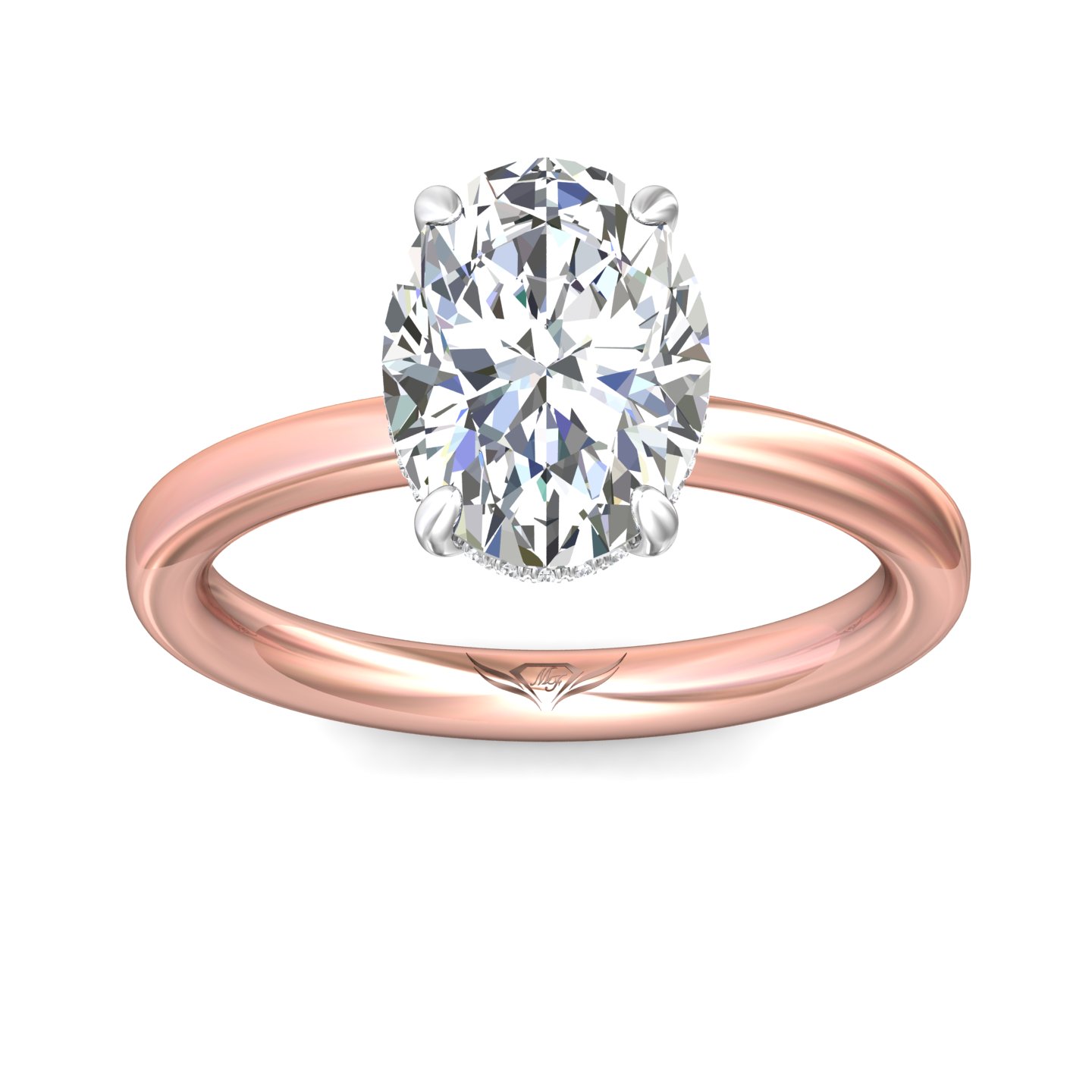 14K Rose and White Gold Oval Diamond Engagement Ring