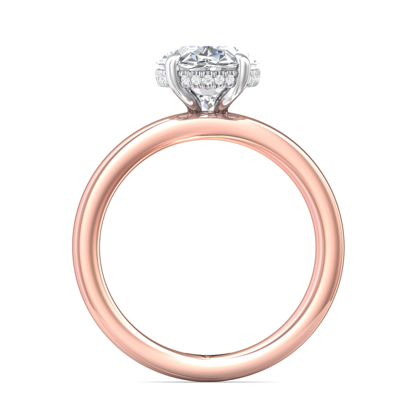 14K Rose and White Gold Oval Diamond Engagement Ring