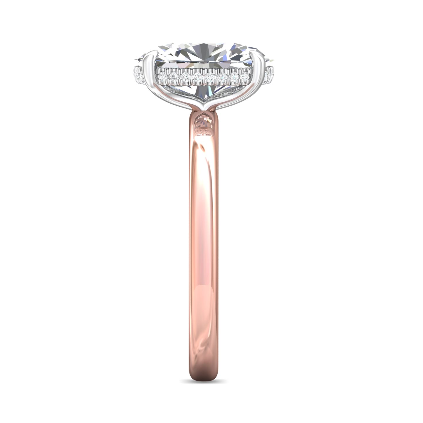 14K Rose and White Gold Oval Diamond Engagement Ring