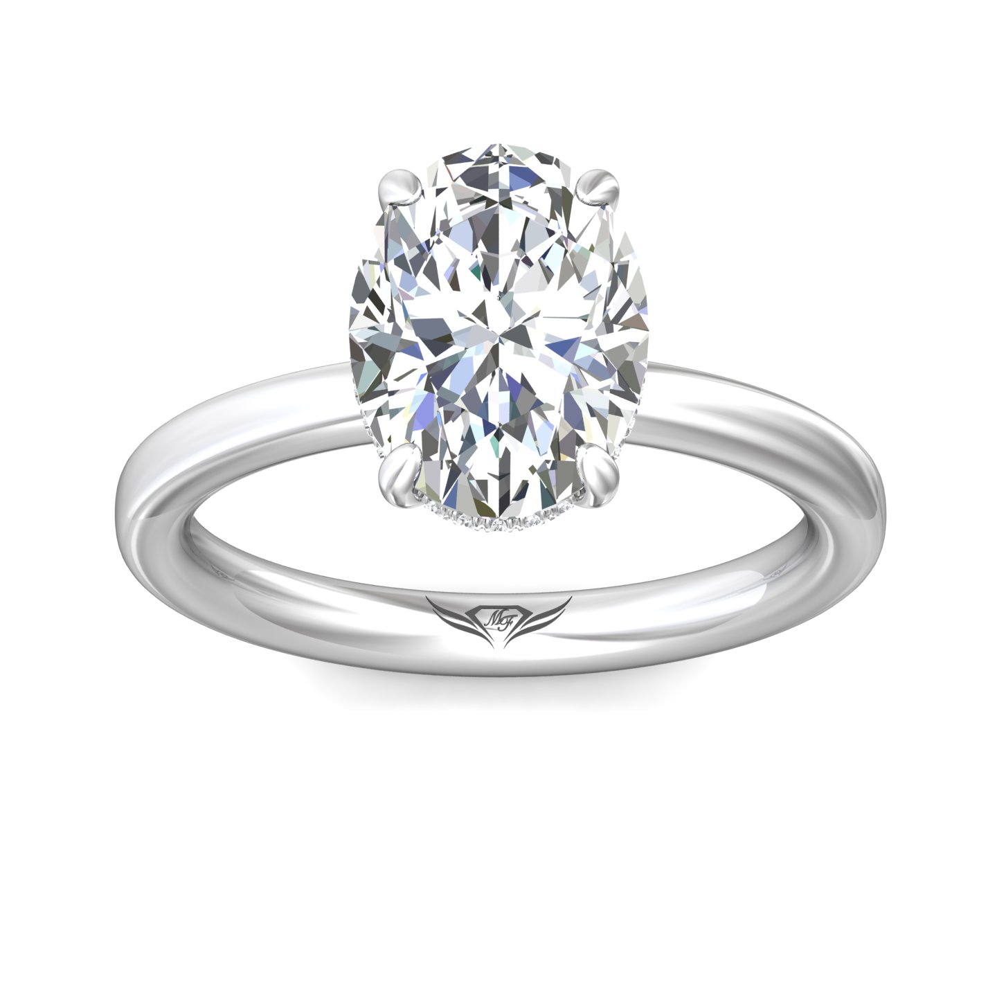 18K White Gold Oval Diamond Engagement Ring