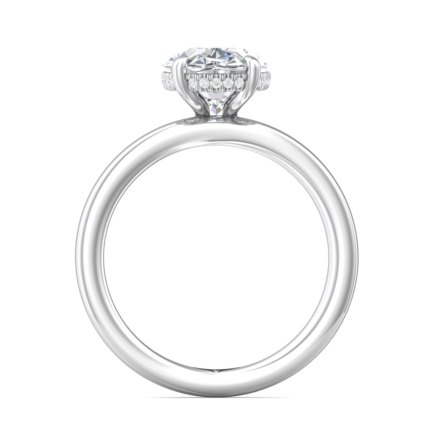 18K White Gold Oval Diamond Engagement Ring