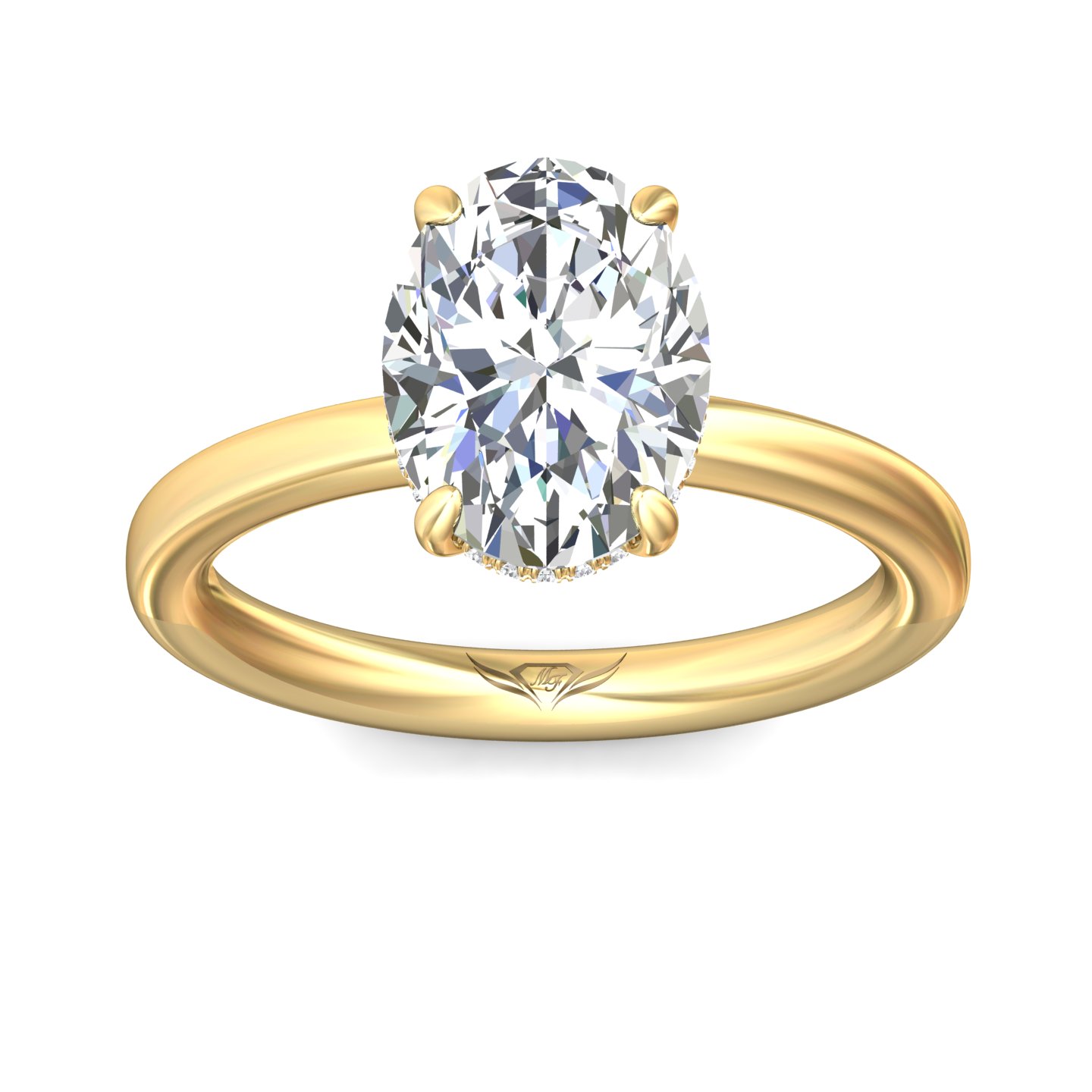 14K Yellow Gold Oval Diamond Engagement Ring