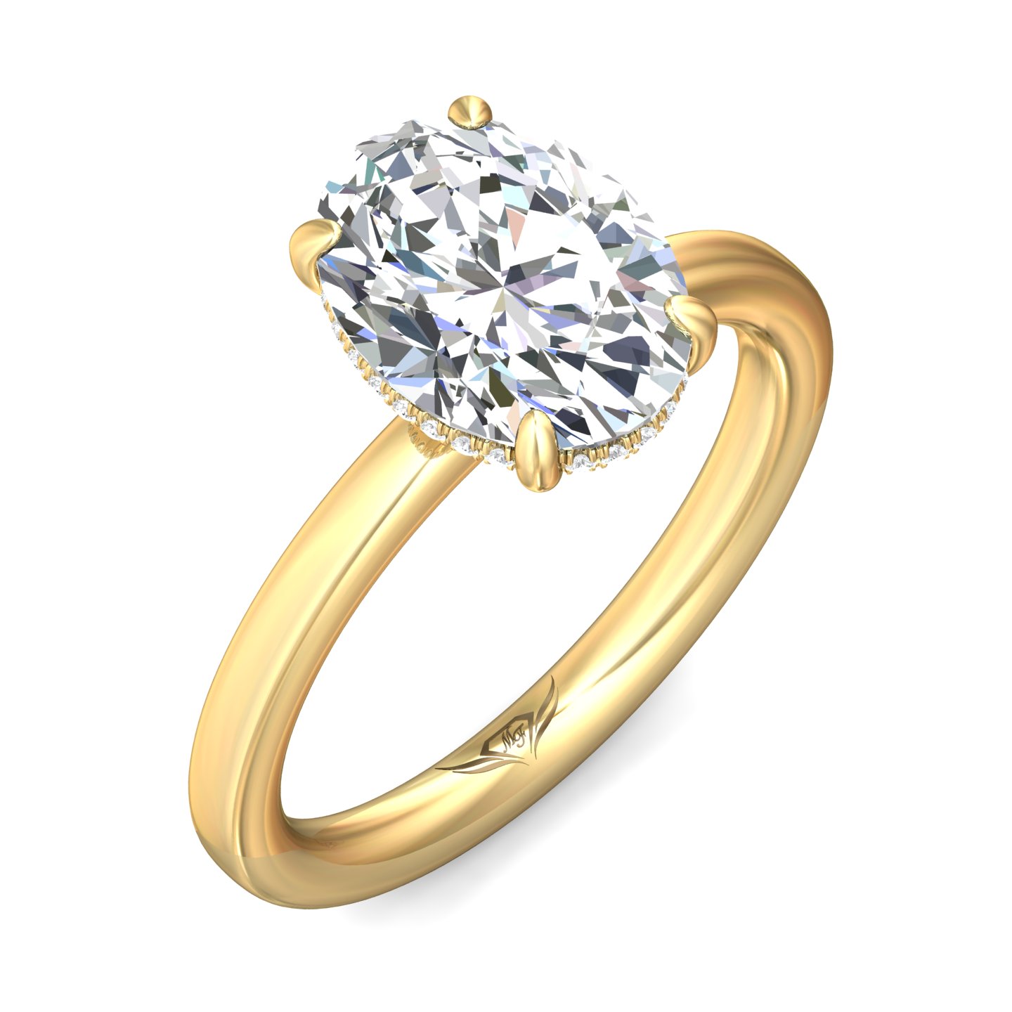 14K Yellow Gold Oval Diamond Engagement Ring