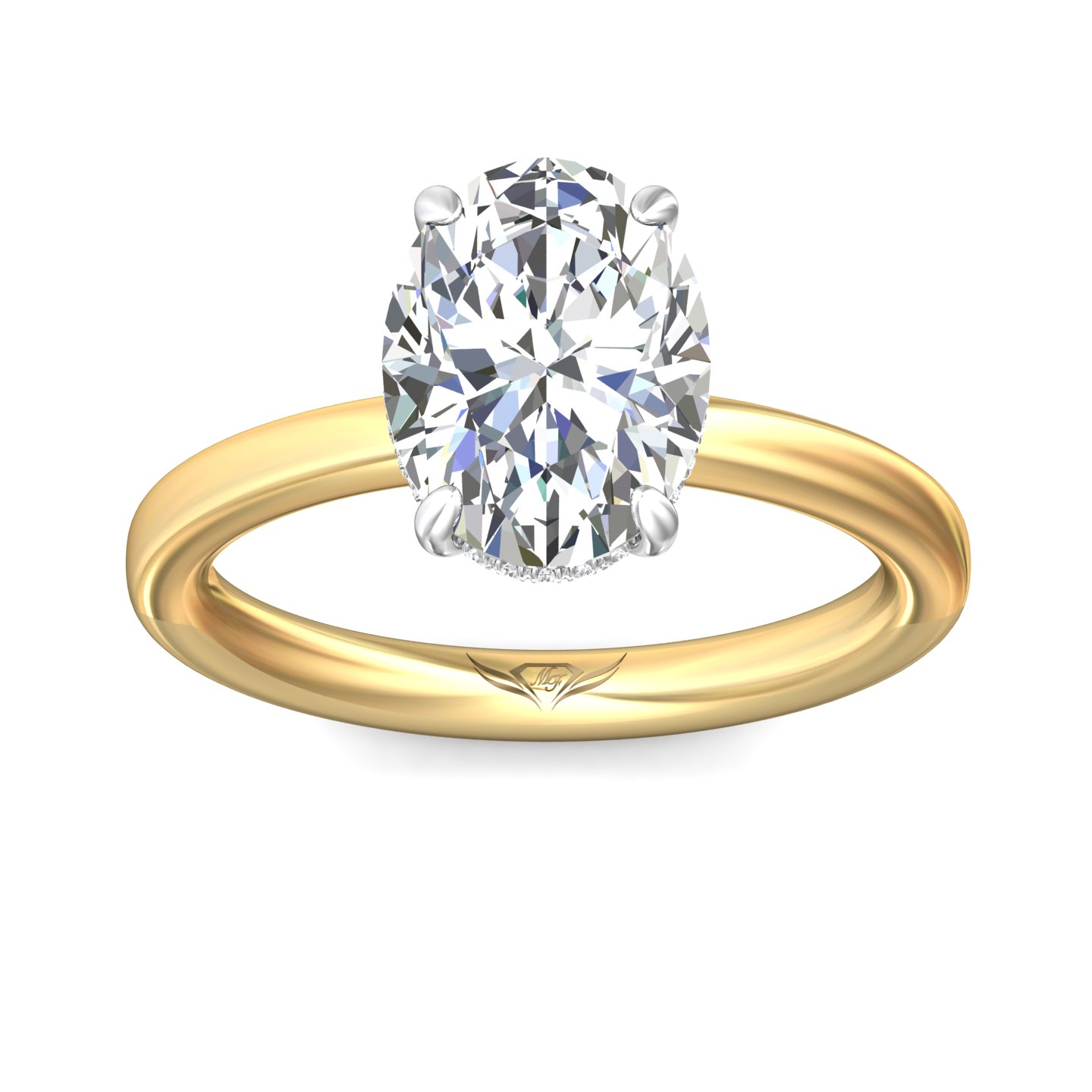18K White and Yellow Gold Oval Diamond Engagement Ring