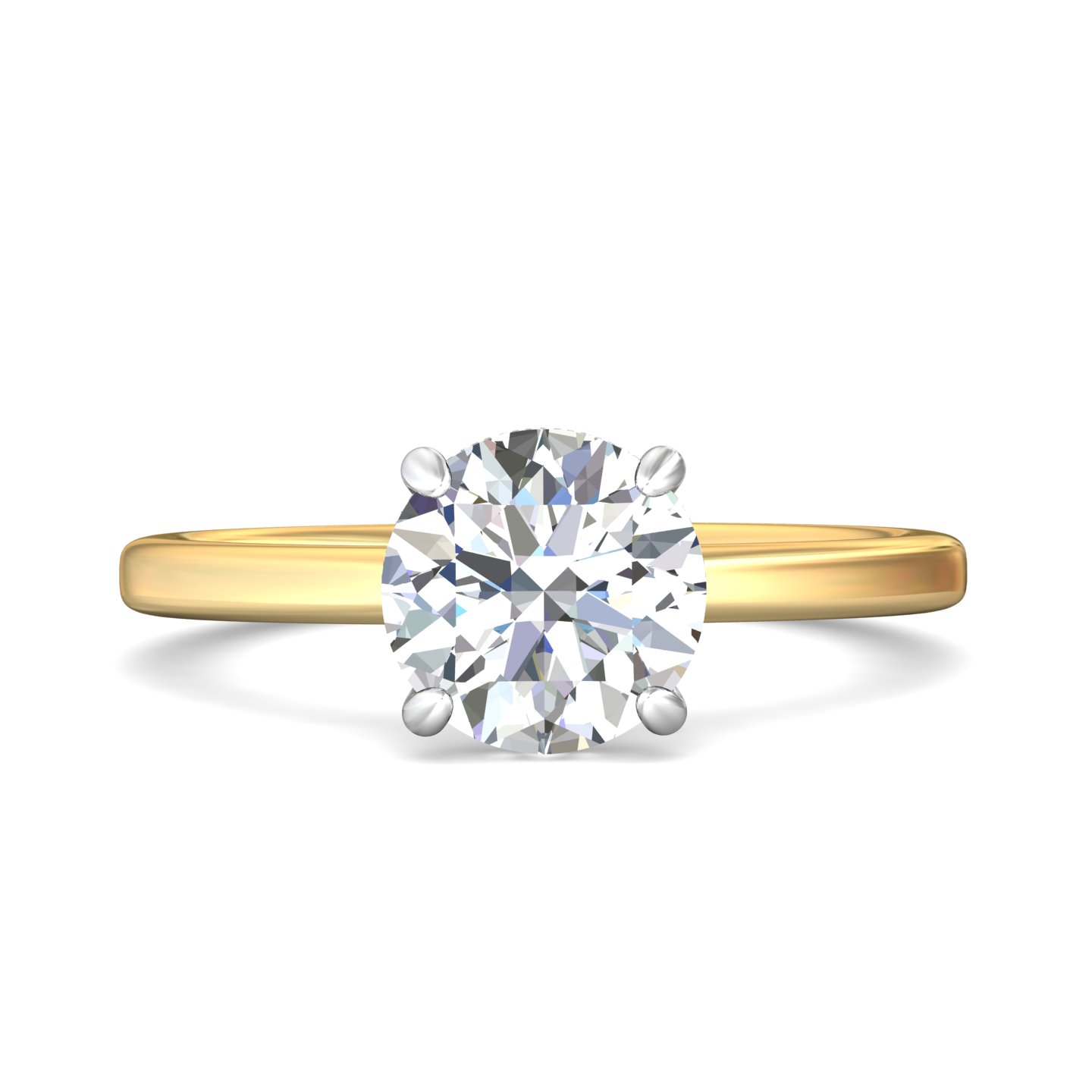 18K Yellow Gold and Platinum Round Diamond Engagement Ring
