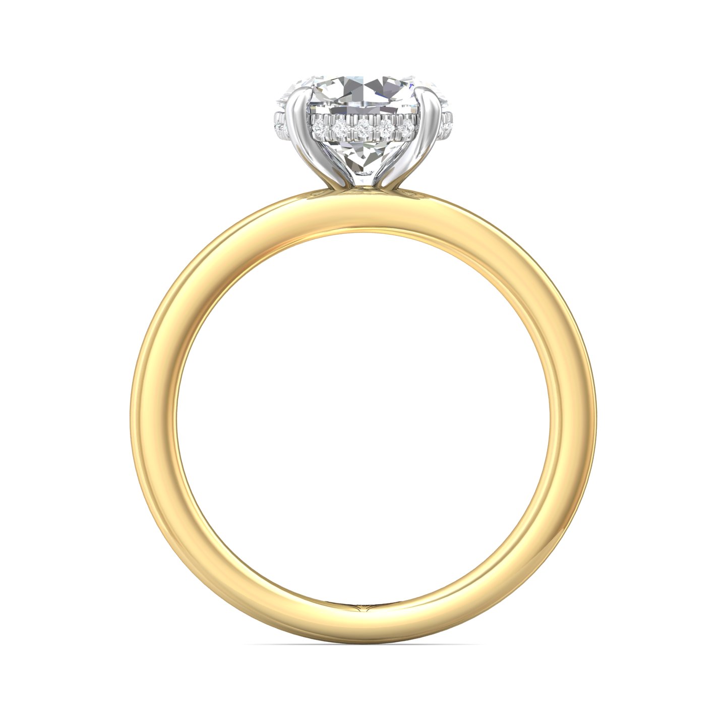 18K Yellow Gold and Platinum Round Diamond Engagement Ring