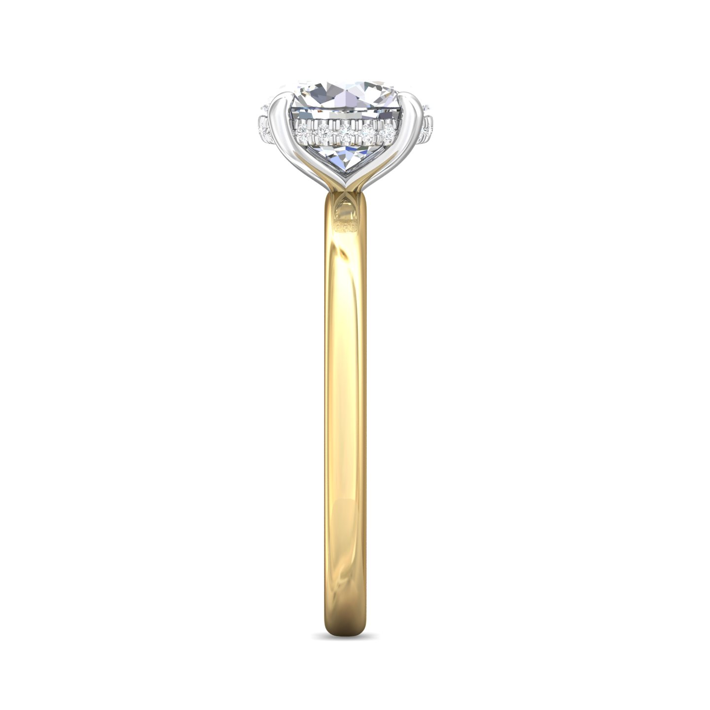 18K Yellow Gold and Platinum Round Diamond Engagement Ring