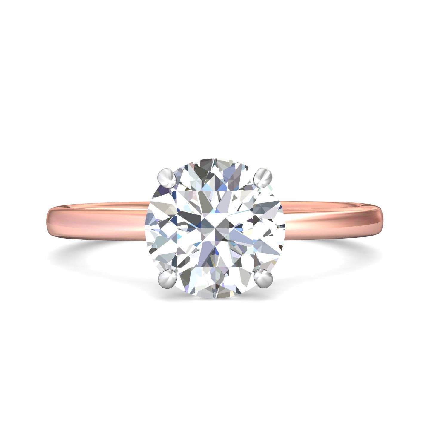 14K Rose and White Gold Round Diamond Engagement Ring