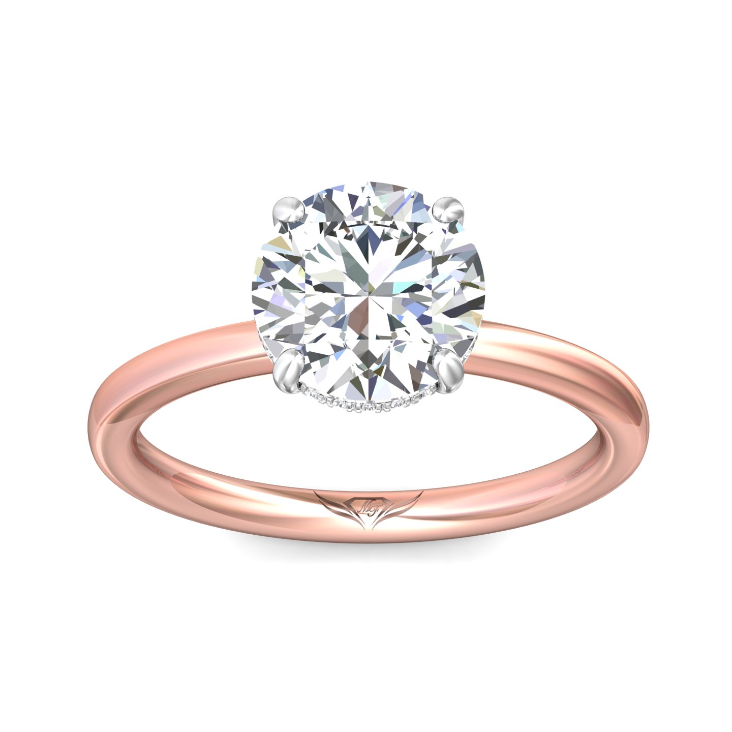 14K Rose and White Gold Round Diamond Engagement Ring