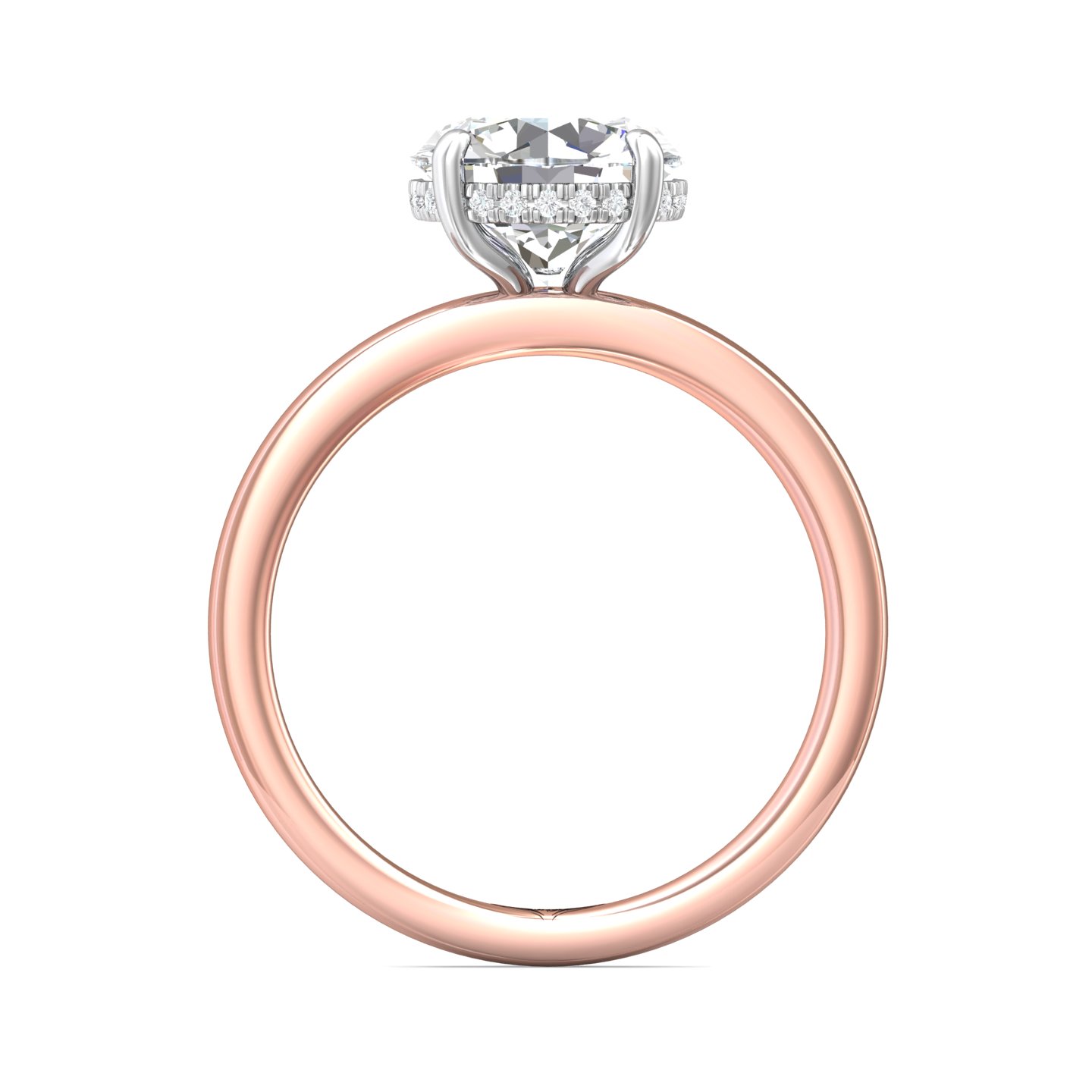14K Rose and White Gold Round Diamond Engagement Ring
