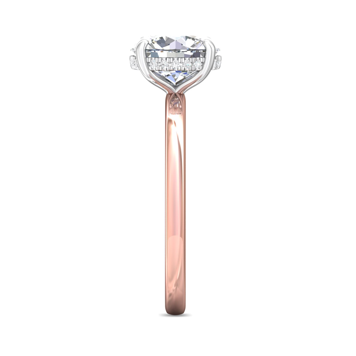 14K Rose and White Gold Round Diamond Engagement Ring