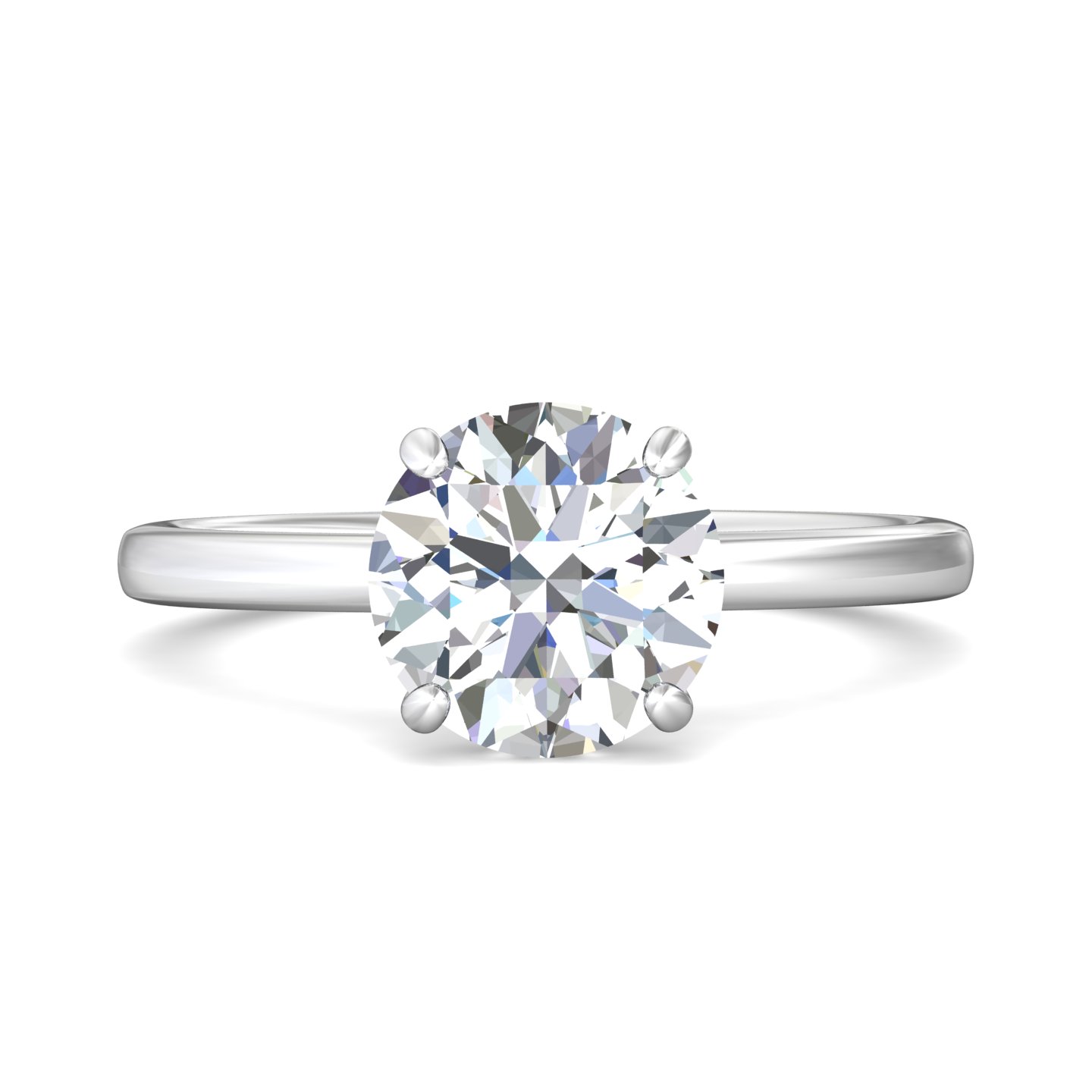 14K White Gold Round Diamond Engagement Ring