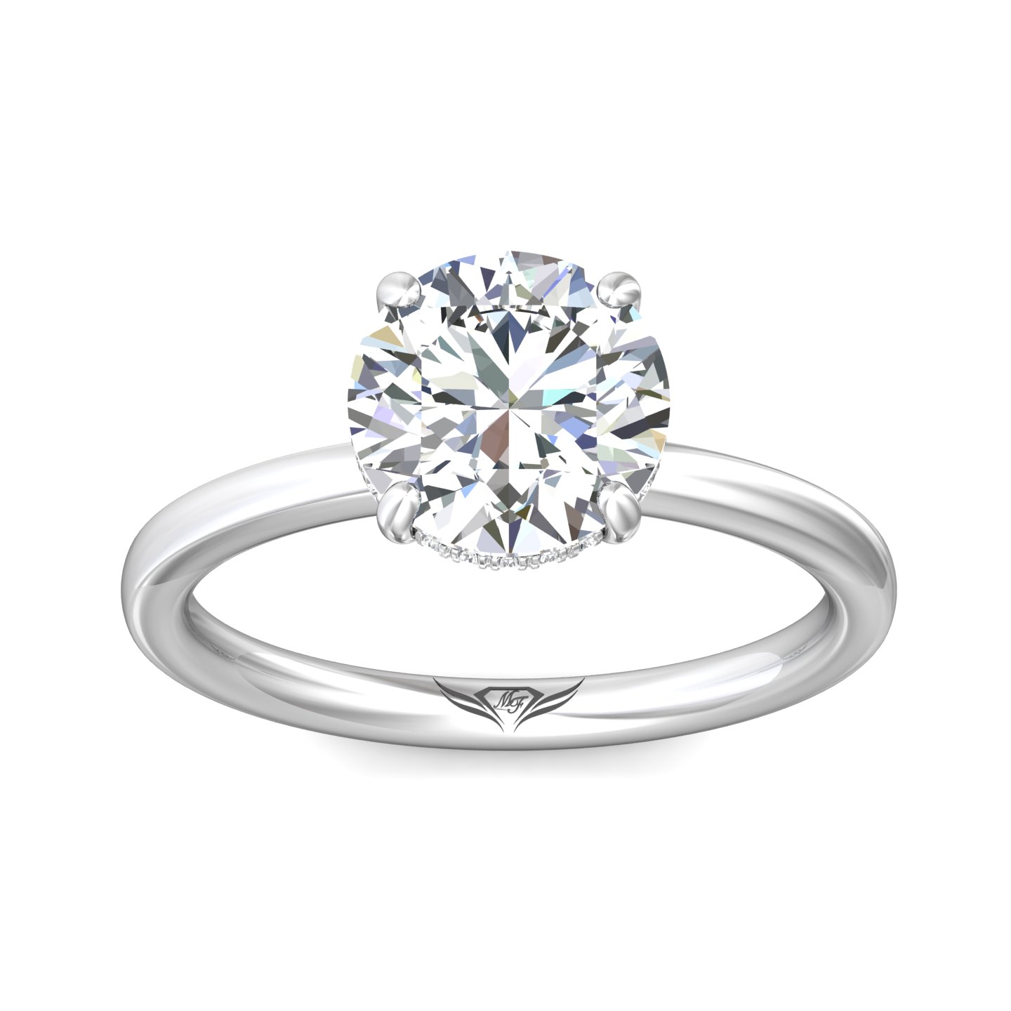 14K White Gold Round Diamond Engagement Ring