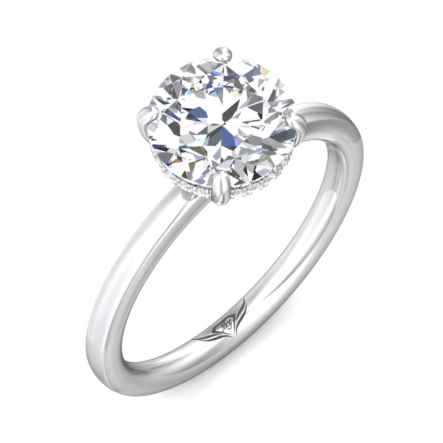 14K White Gold Round Diamond Engagement Ring