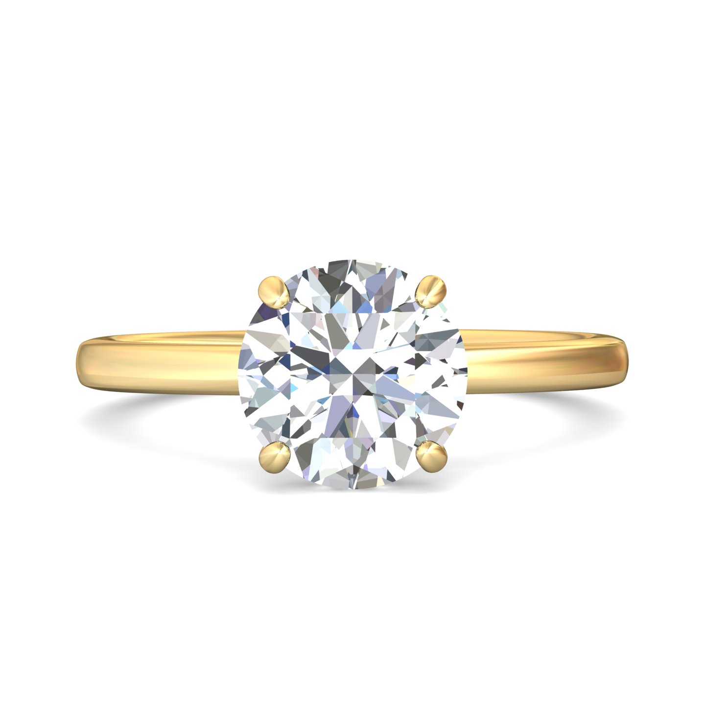 14K Yellow Gold Round Diamond Engagement Ring