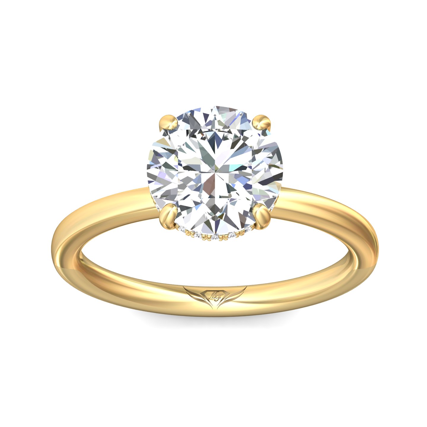 14K Yellow Gold Round Diamond Engagement Ring