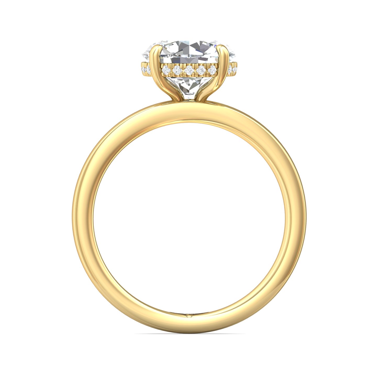 14K Yellow Gold Round Diamond Engagement Ring