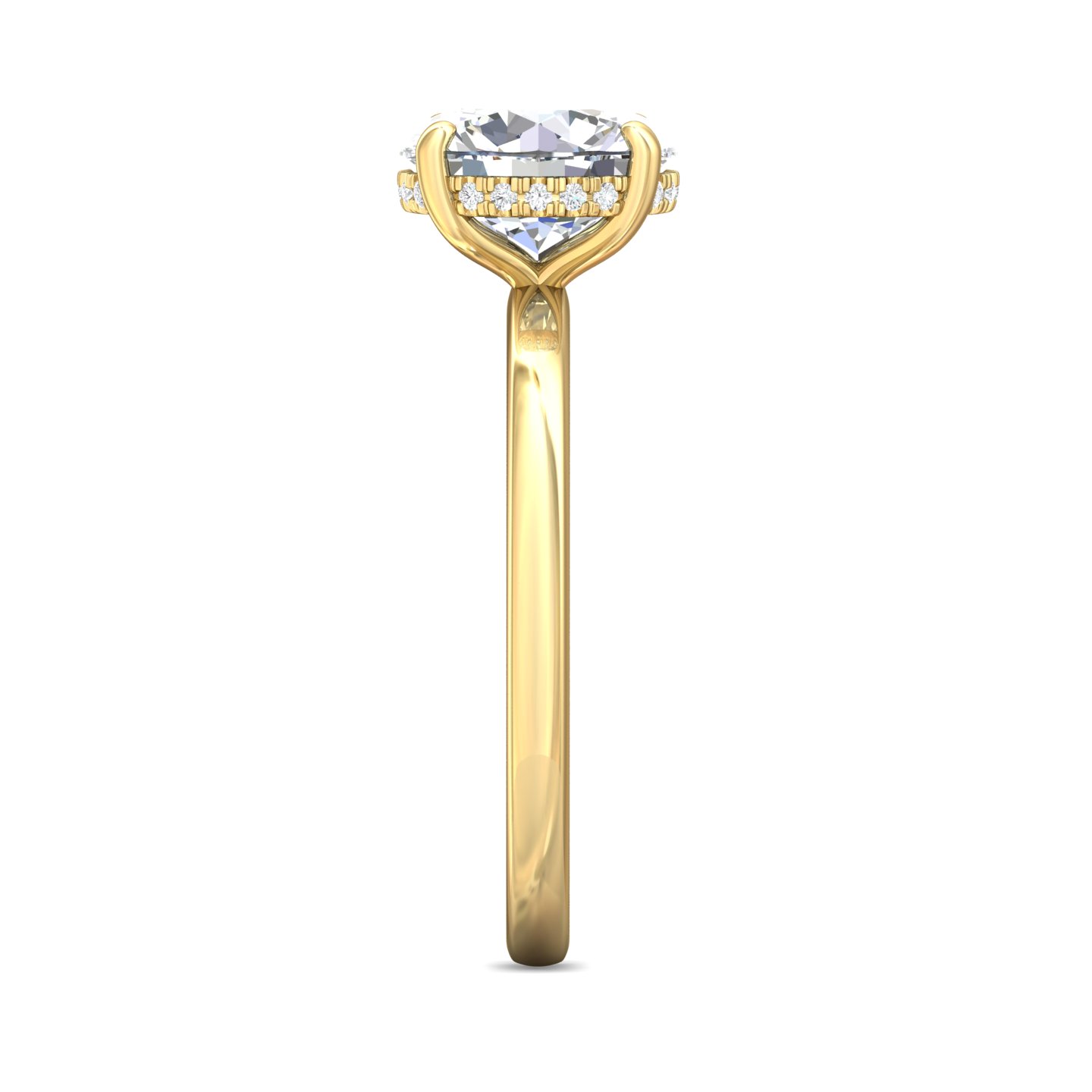 14K Yellow Gold Round Diamond Engagement Ring