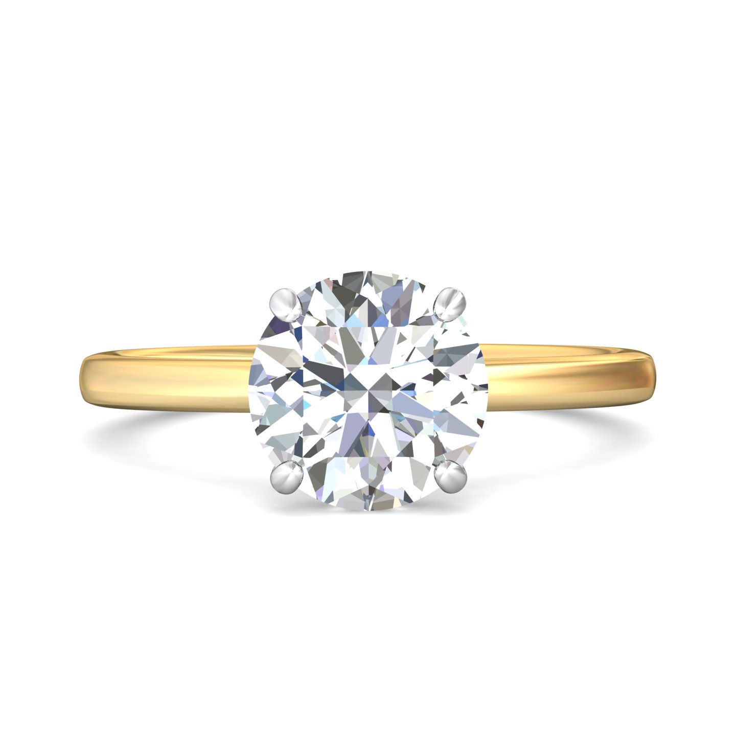 14K Yellow and White Gold Round Diamond Engagement Ring