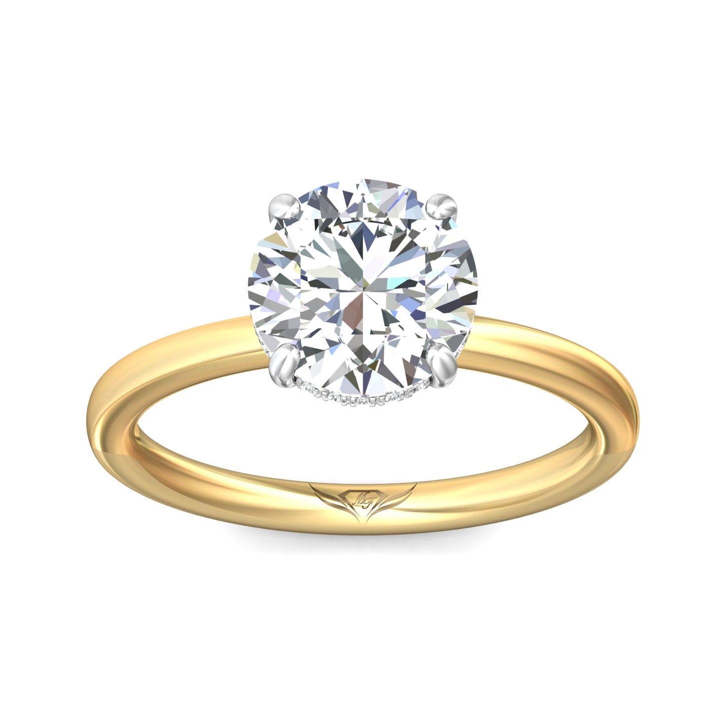 14K Yellow and White Gold Round Diamond Engagement Ring