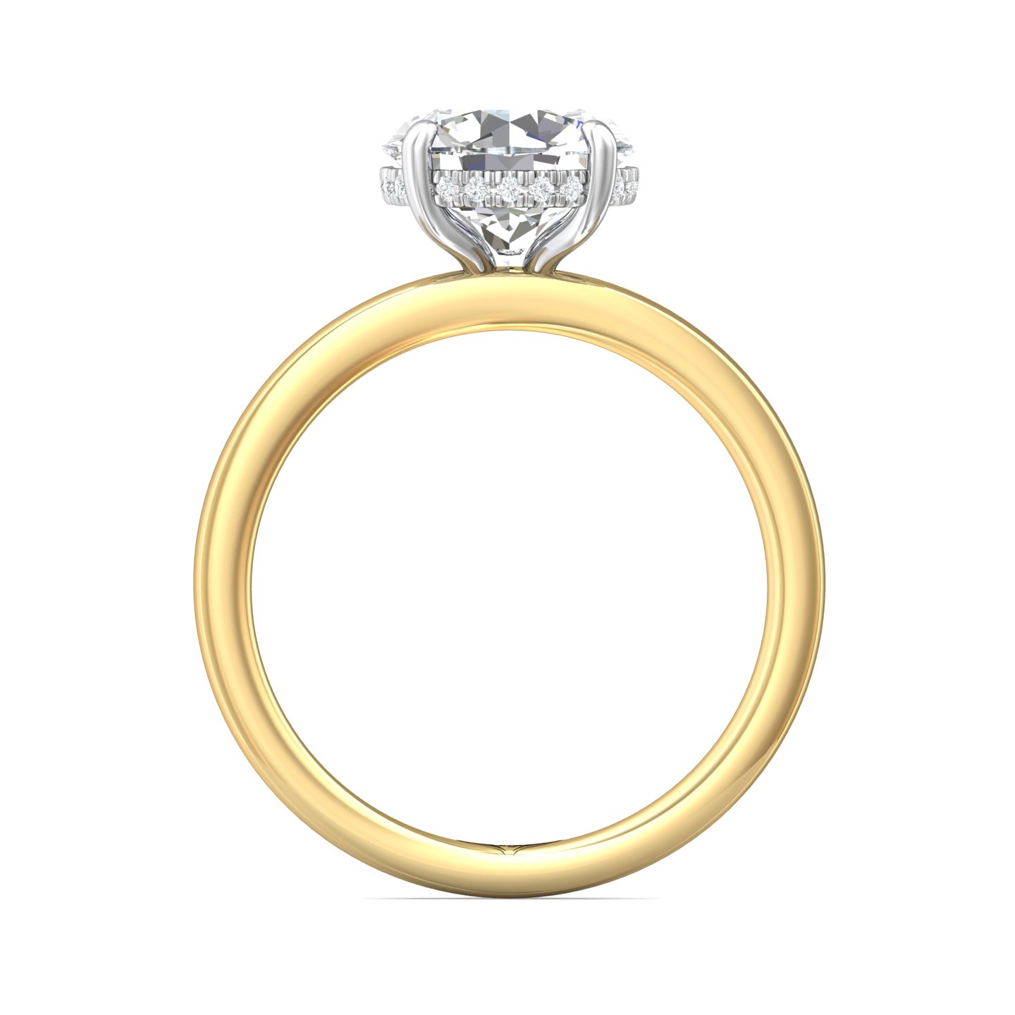 14K Yellow and White Gold Round Diamond Engagement Ring