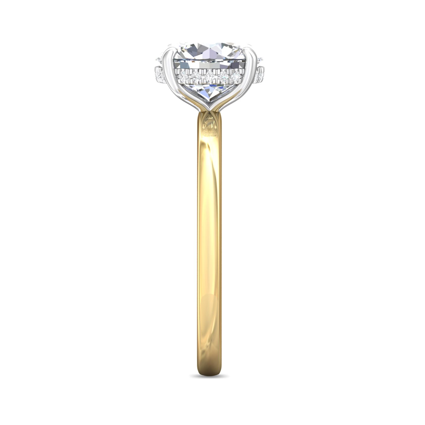 14K Yellow and White Gold Round Diamond Engagement Ring