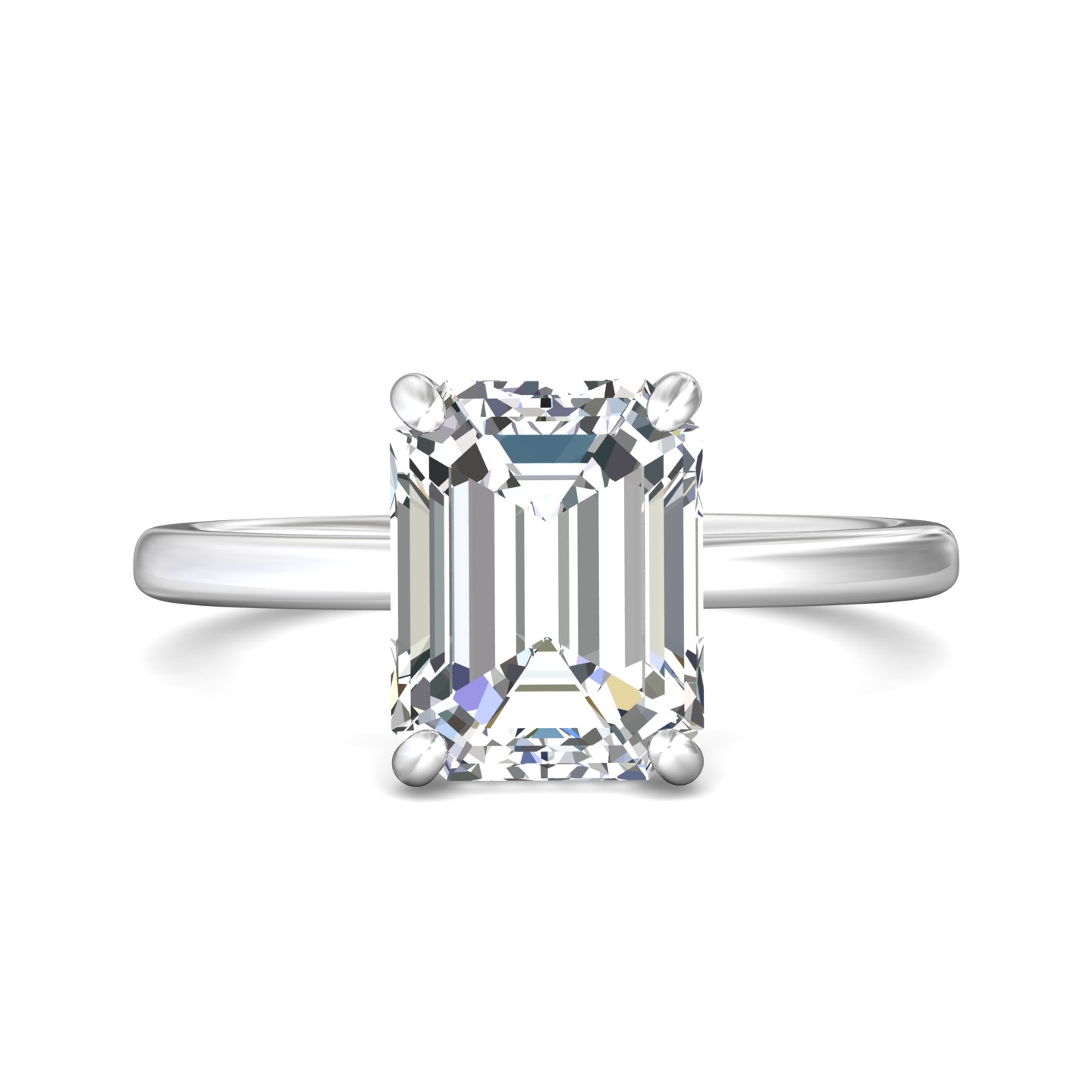 14K White Gold Emerald Cut Diamond Engagement Ring