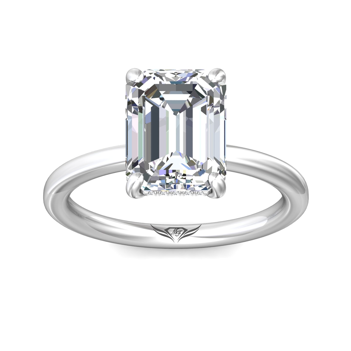 14K White Gold Emerald Cut Diamond Engagement Ring