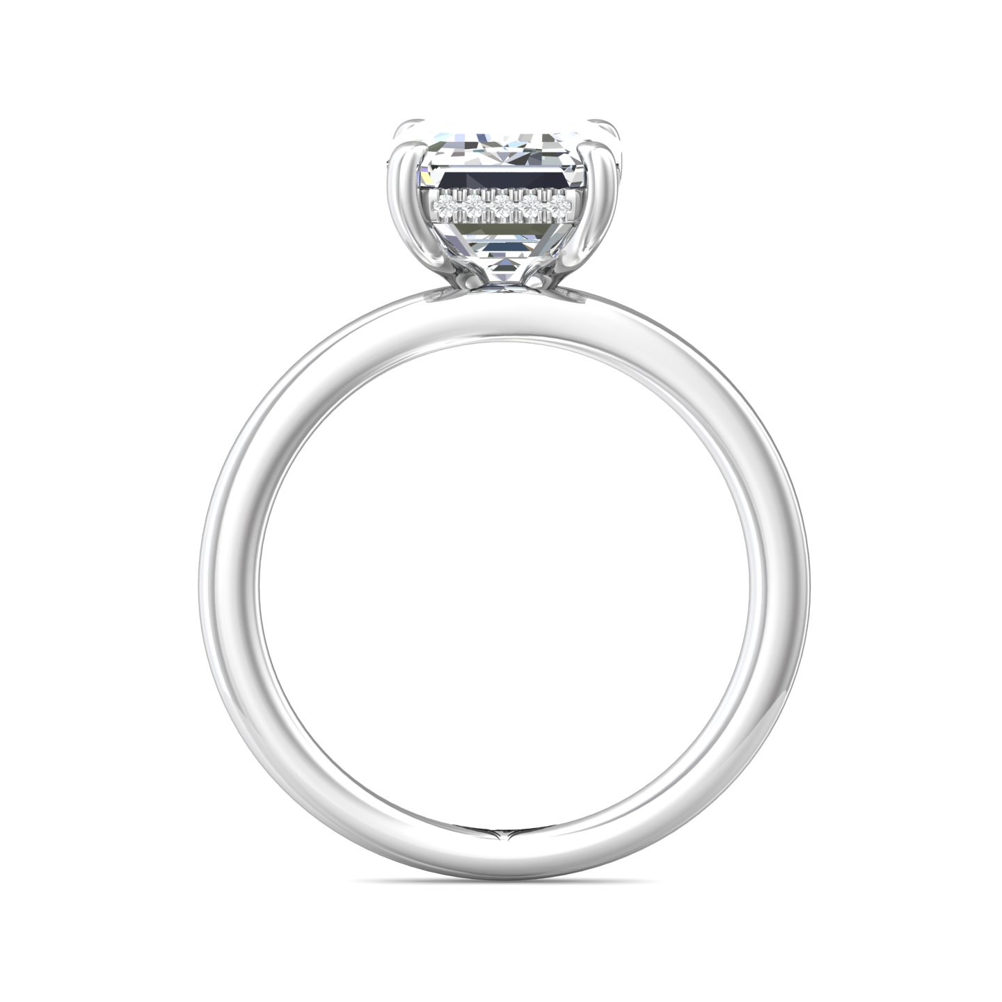 14K White Gold Emerald Cut Diamond Engagement Ring