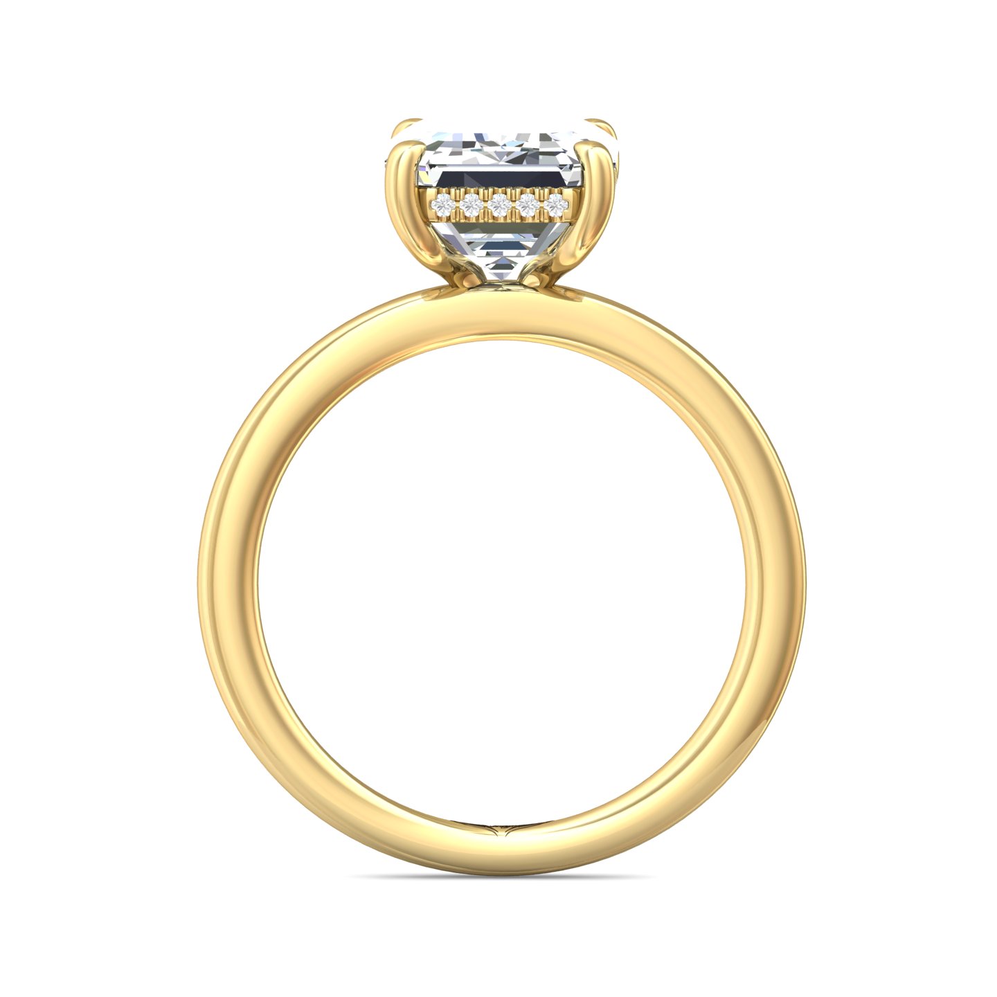 18K Yellow Gold Emerald Cut Diamond Engagement Ring