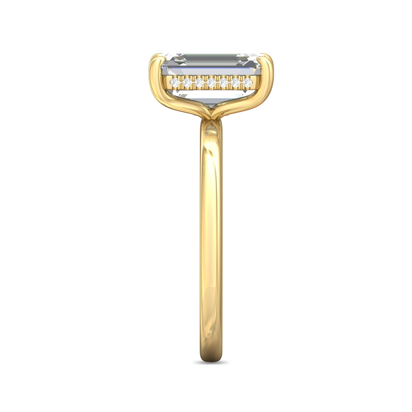 18K Yellow Gold Emerald Cut Diamond Engagement Ring