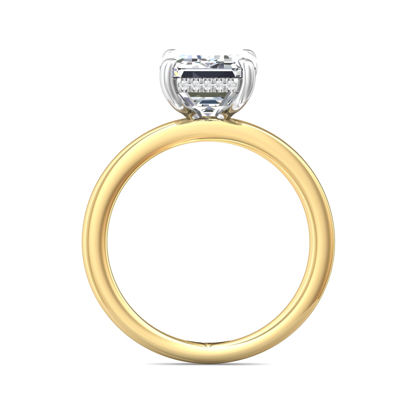 18K Yellow Gold and Platinum Emerald Cut Diamond Engagement Ring
