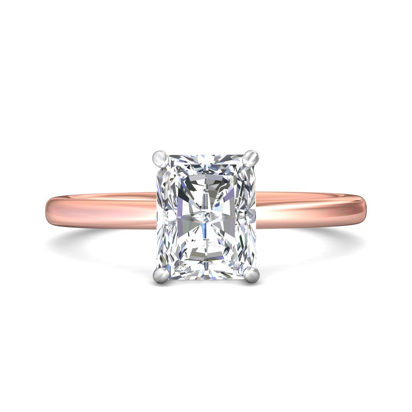14K Rose and White Gold Radiant Diamond Engagement Ring