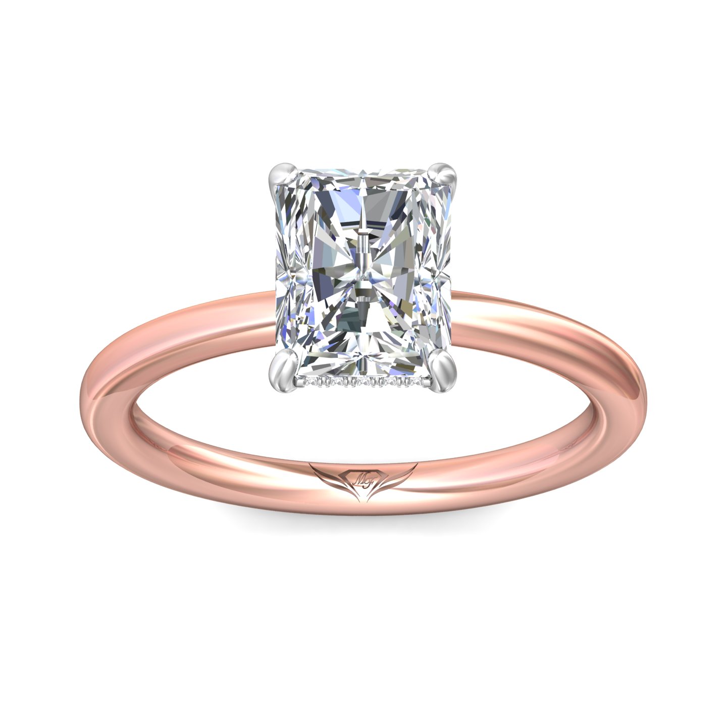 14K Rose and White Gold Radiant Diamond Engagement Ring